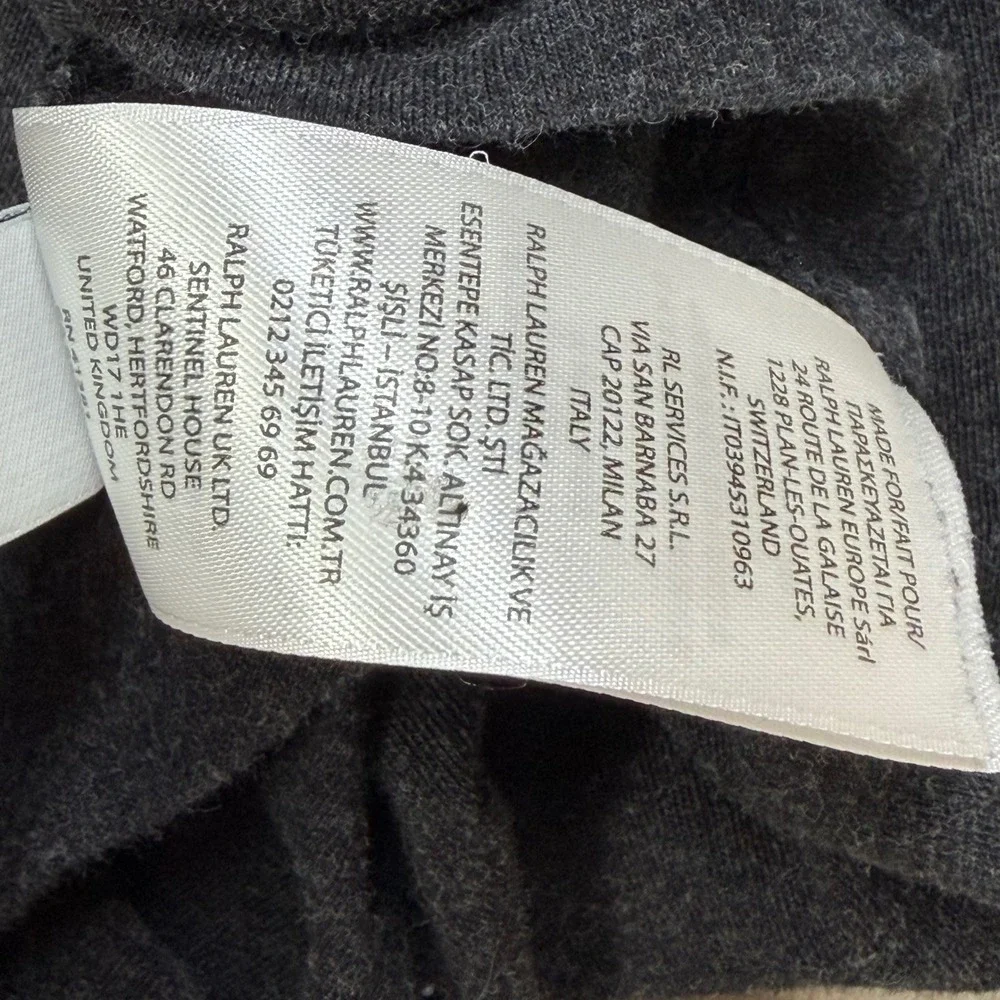 Polo Ralph Lauren Mens Charcoal Grey Long Sleeve Hooded T-Shirt Medium Preppy